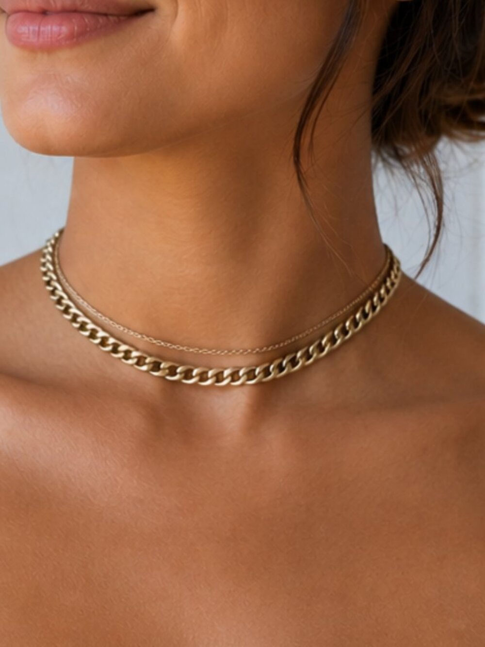 Double strand gold choker